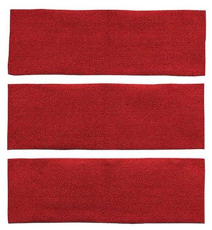A4039A02 3-Piece Fold Down Rear Seat Nylon Loop Carpet Set 1965-68 Mustang Fastback; Red