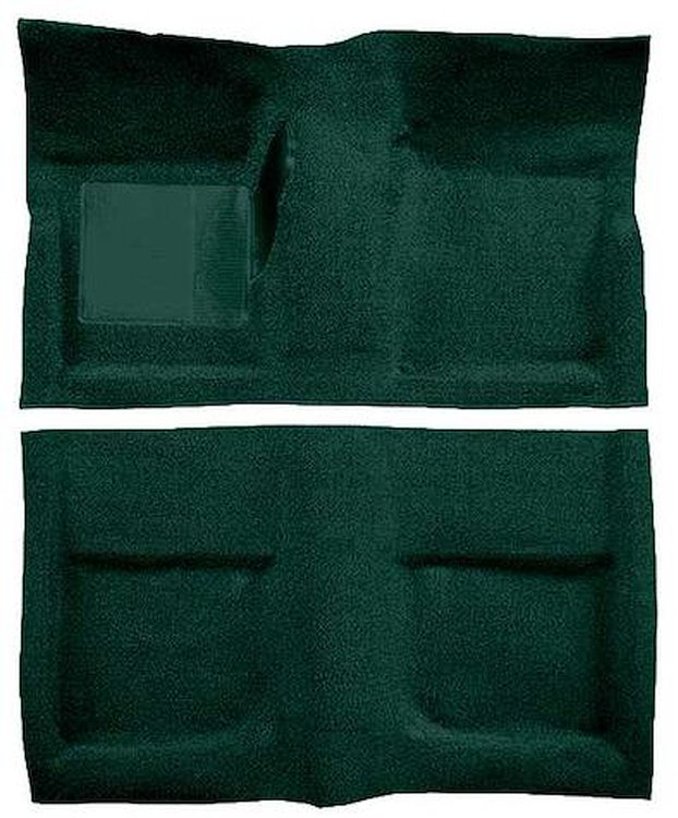 A4040B13 Passenger Area Loop Floor Carpet With Mass Backing 1965-68 Mustang Coupe; Dark Green