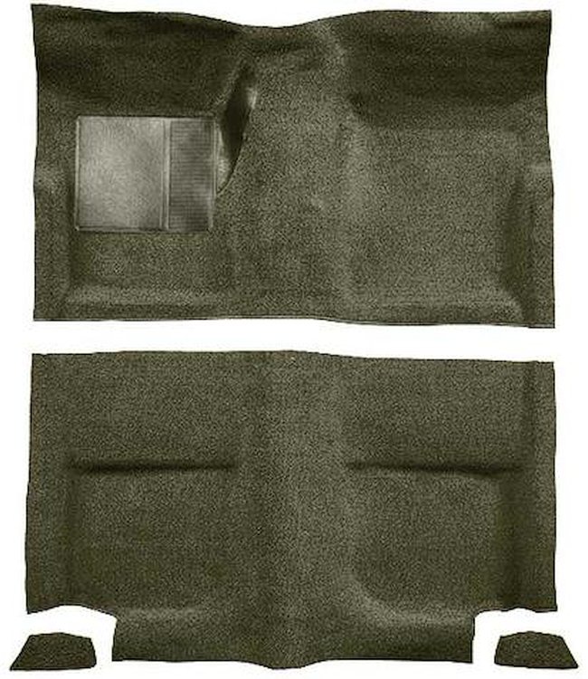 A4044A19 Passenger Area Loop Floor Carpet Set 1965-68 Mustang Fastback; Moss Green
