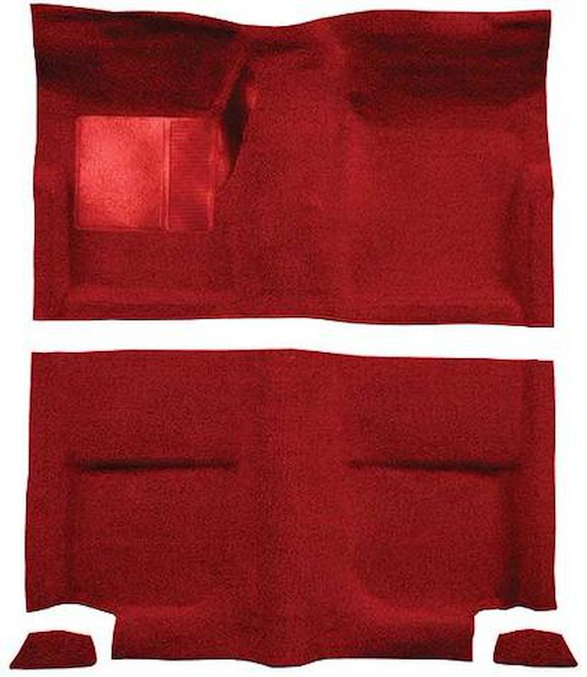 A4044B02 Passenger Area Loop Floor Carpet With Mass Backing 1965-68 Mustang Fastback; Red