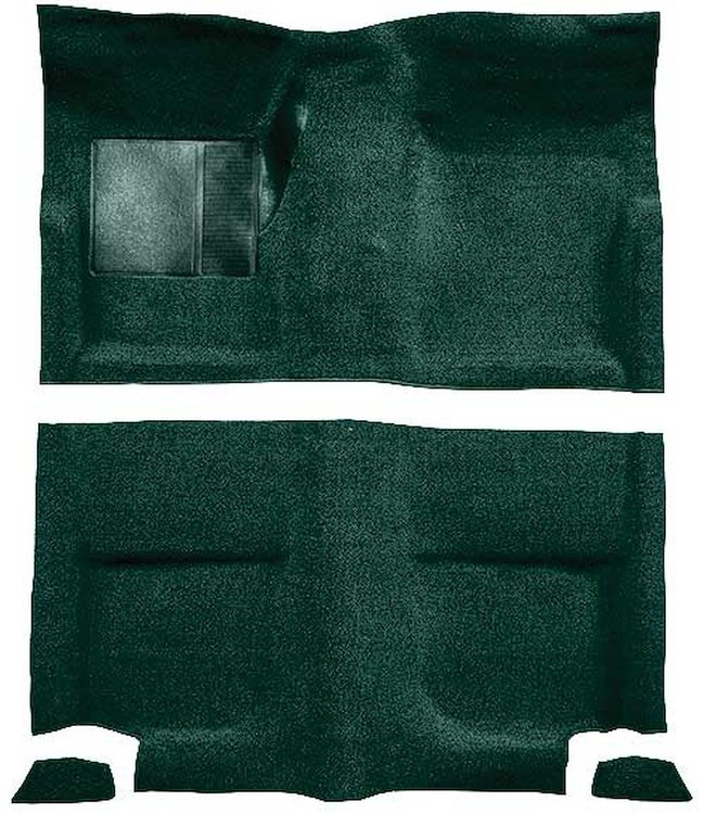 A4044B13 Passenger Area Loop Floor Carpet With Mass Backing 1965-68 Mustang Fastback; Dark Green