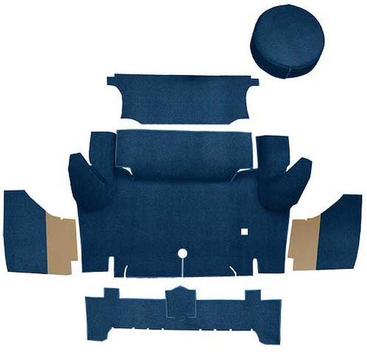 A4046A12 Loop Trunk Carpet Set With Boards 1964-66 Mustang Coupe; Dark Blue