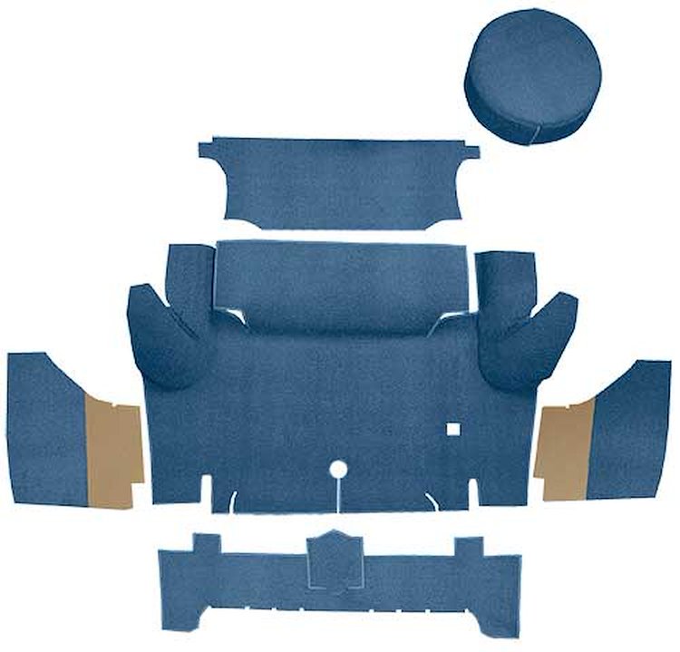 A4046A41 Loop Trunk Carpet Set With Boards 1964-66 Mustang Coupe; Medium Blue