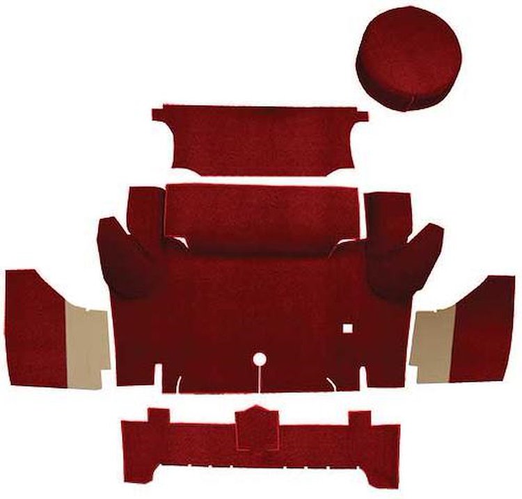 A4046A49 Loop Trunk Carpet Set With Boards 1964-66 Mustang Coupe; Emberglow