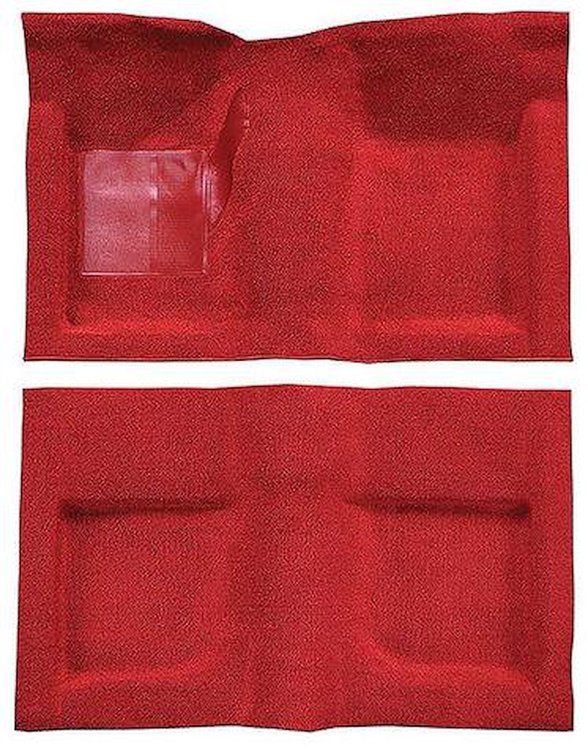 A4047A02 Passenger Area Nylon Loop Floor Carpet Set 1965-68 Mustang Convertible; Red