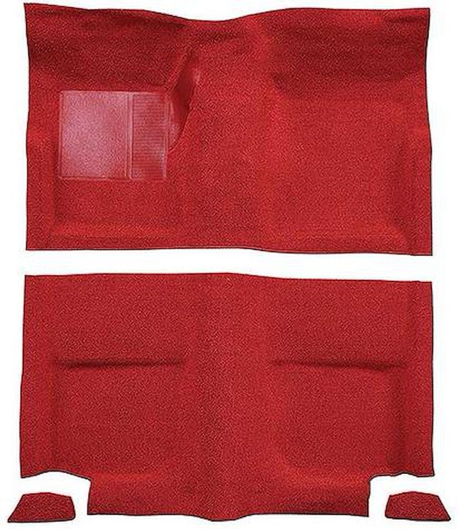 A4049B02 Passenger Area Nylon Loop Floor Carpet With Mass Backing 1965-68 Mustang Fastback; Red