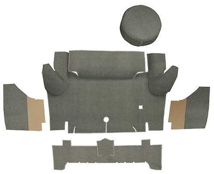 A4050A07 Loop Trunk Carpet Set With Boards 1964-66 Mustang Convertible; Parchment