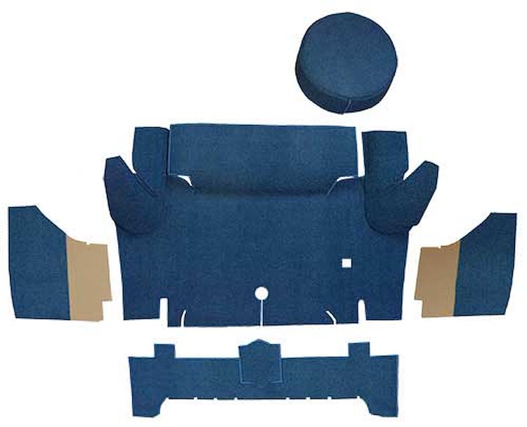 A4050A12 Loop Trunk Carpet Set With Boards 1964-66 Mustang Convertible; Dark Blue