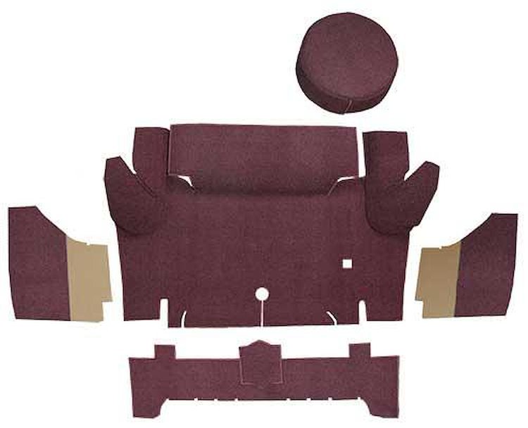 A4050A15 Loop Trunk Carpet Set With Boards 1964-66 Mustang Convertible; Maroon