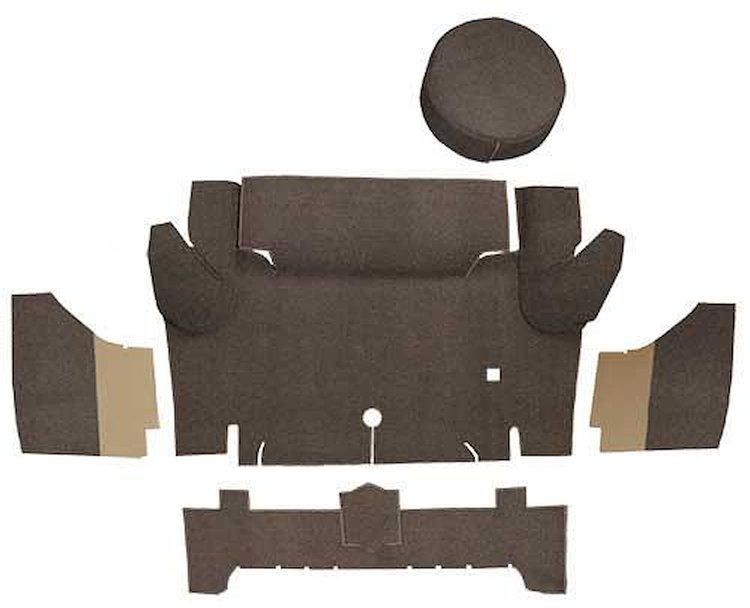 A4050A18 Loop Trunk Carpet Set With Boards 1964-66 Mustang Convertible; Dark Saddle