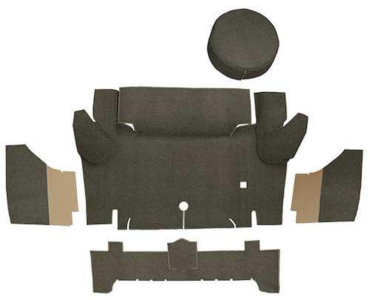 A4050A30 Loop Trunk Carpet Set With Boards 1964-66 Mustang Convertible; Dark Brown