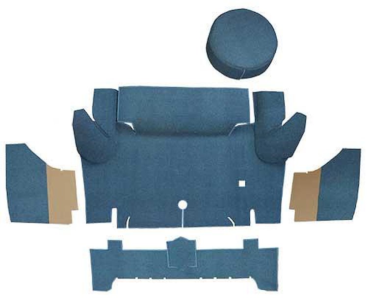 A4050A41 Loop Trunk Carpet Set With Boards 1964-66 Mustang Convertible; Medium Blue