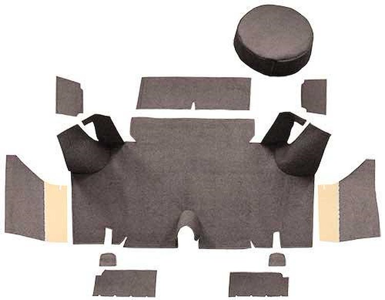 A4054A07 Loop Trunk Carpet Set With Boards 1965-66 Mustang Fastback; Parchment