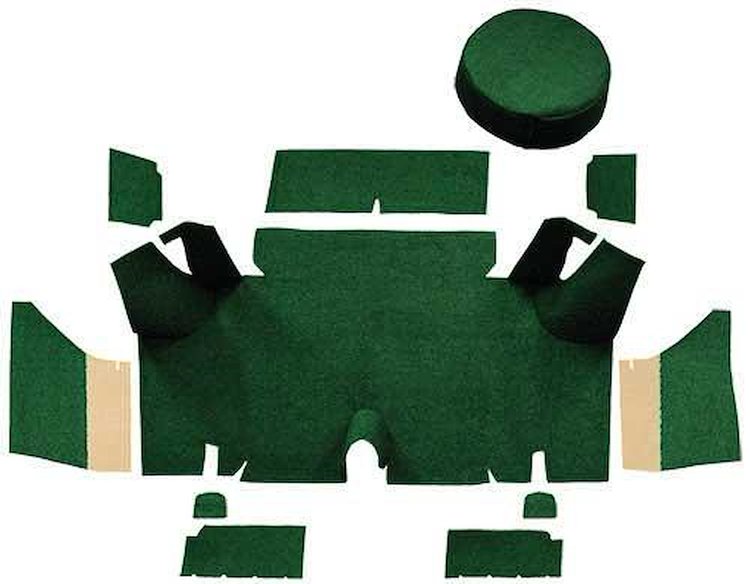 A4054A13 Loop Trunk Carpet Set With Boards 1965-66 Mustang Fastback; Dark Green