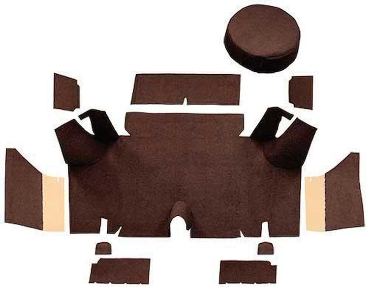 A4054A30 Loop Trunk Carpet Set With Boards 1965-66 Mustang Fastback; Dark Brown