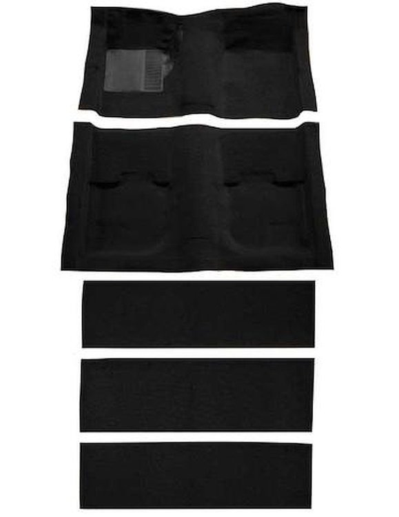 A4055A01 Nylon Loop Floor and Fold Down Seat Carpet Set 1969-70 Mustang Fastback; Black