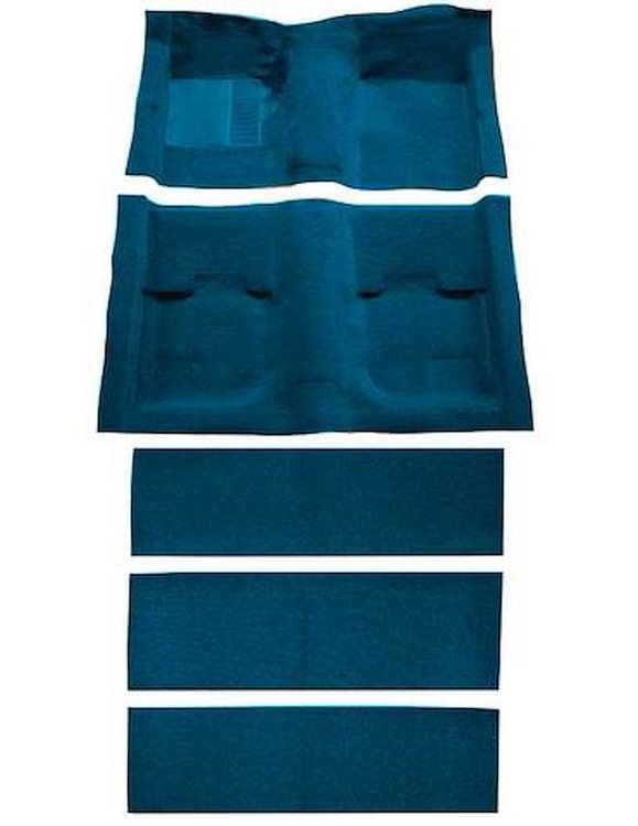 A4055A12 Nylon Loop Floor and Fold Down Seat Carpet Set 1969-70 Mustang Fastback; Dark Blue