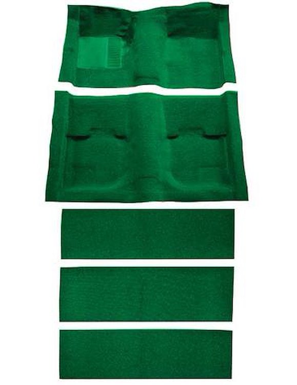 A4055A39 Nylon Loop Floor and Fold Down Seat Carpet Set 1969-70 Mustang Fastback; Green