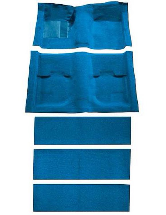 A4055A41 Nylon Loop Floor and Fold Down Seat Carpet Set 1969-70 Mustang Fastback; Medium Blue