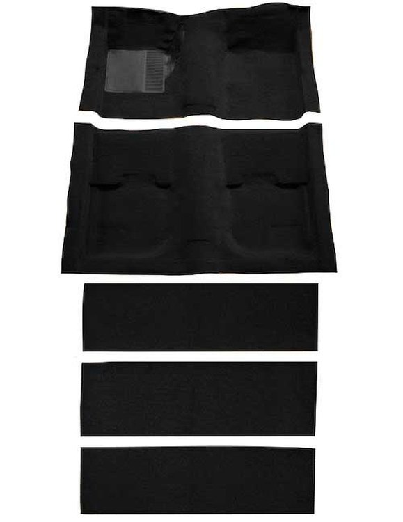 A4055B01 Nylon Loop Floor & Fold Down Carpet Set With Mass Backing 1969-70 Mustang Fastback; Black