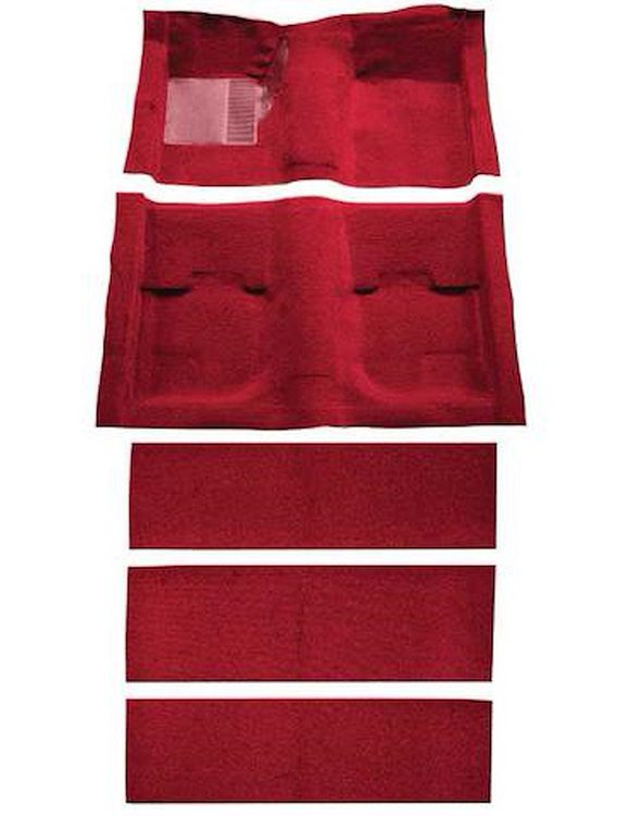 A4055B15 Nylon Loop Floor & Fold Down Carpet Set With Mass Backing 1969-70 Mustang Fastback; Maroon
