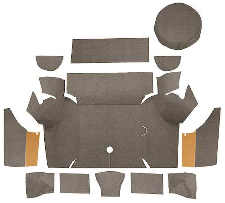 A4058A07 Loop Trunk Carpet Set With Boards 1967-68 Mustang Coupe; Parchment