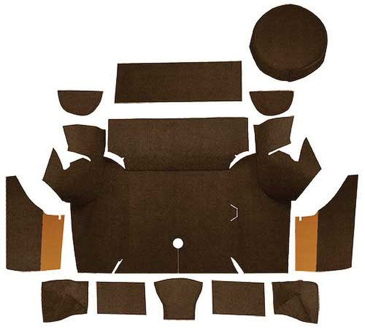 A4058A18 Loop Trunk Carpet Set With Boards 1967-68 Mustang Coupe; Dark Saddle