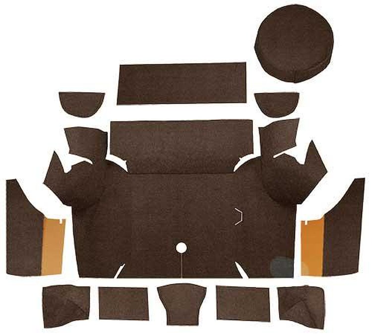 A4058A30 Loop Trunk Carpet Set With Boards 1967-68 Mustang Coupe; Dark Brown