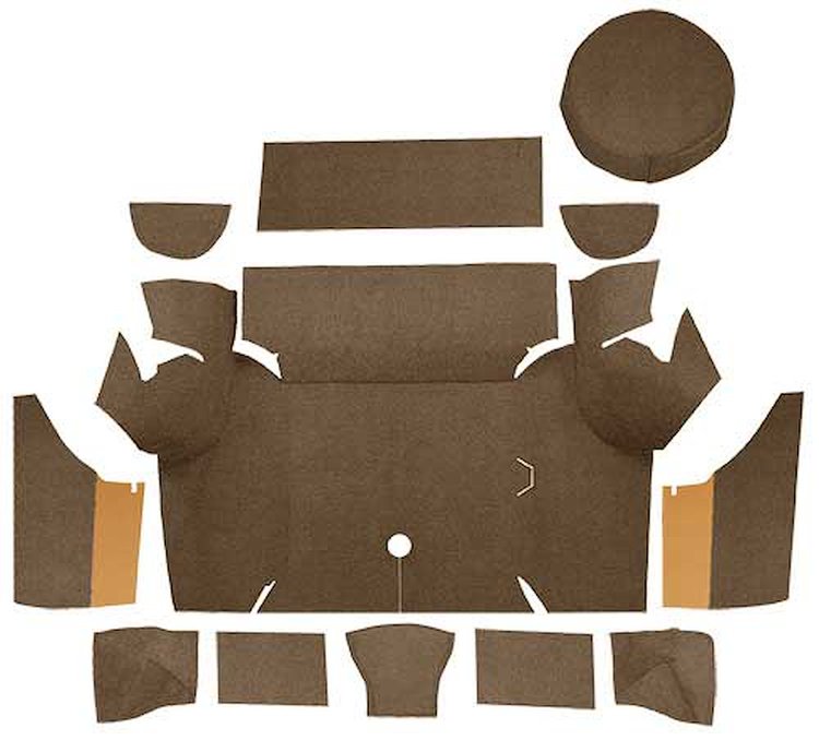 A4058A69 Loop Trunk Carpet Set With Boards 1967-68 Mustang Coupe; Medium Saddle