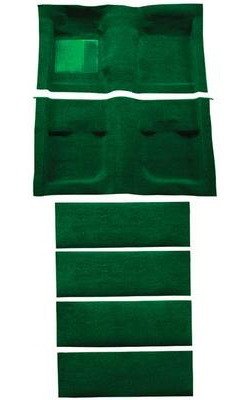 A4061A39 Nylon Loop Floor and Fold Down Seat Carpet Set 1971-73 Mustang Fastback; Green