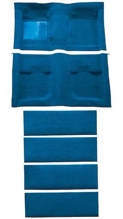 A4061A41 Nylon Loop Floor and Fold Down Seat Carpet Set 1971-73 Mustang Fastback; Medium Blue