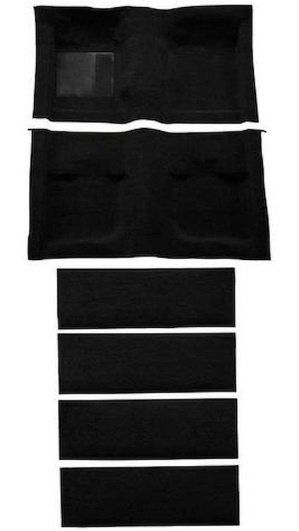 A4061B01 Nylon Loop Floor & Fold Down Seat Carpet Set With Mass Backing 1971-73 Mustang Fastback; Black