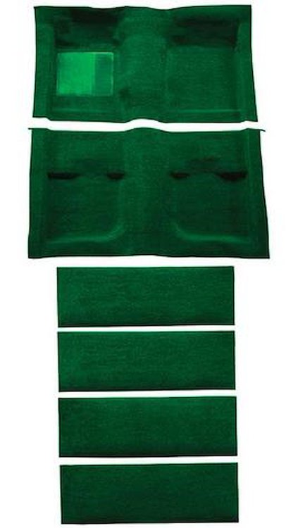 A4061B39 Nylon Loop Floor & Fold Down Seat Carpet Set With Mass Backing 1971-73 Mustang Fastback; Green