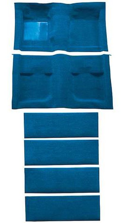 A4061B41 Nylon Loop Floor & Fold Down Seat Carpet Set With Mass Backing 1971-73 Mustang Fastback; Medium Blue