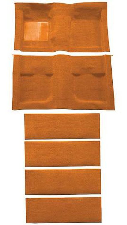 A4061B69 Nylon Loop Floor & Fold Down Seat Carpet Set With Mass Backing 1971-73 Mustang Fastback; Medium Saddle