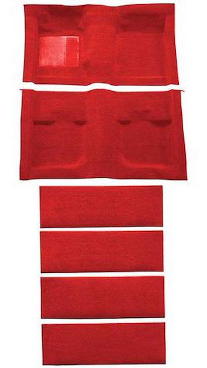A4061B92 Nylon Loop Floor & Fold Down Seat Carpet Set With Mass Backing 1971-73 Mustang Fastback; Medium Red