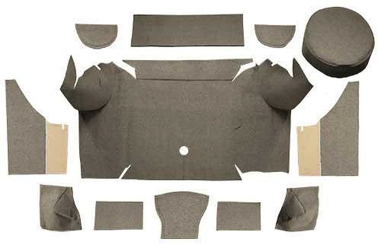 A4062A07 Loop Trunk Carpet Set With Boards 1967-68 Mustang Convertible; Parchment
