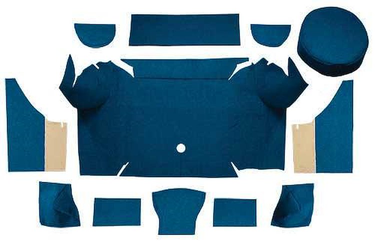 A4062A12 Loop Trunk Carpet Set With Boards 1967-68 Mustang Convertible; Dark Blue