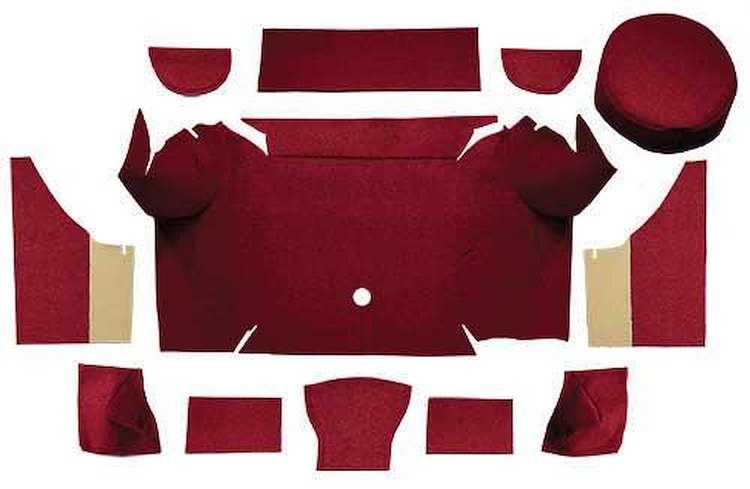 A4062A15 Loop Trunk Carpet Set With Boards 1967-68 Mustang Convertible; Maroon