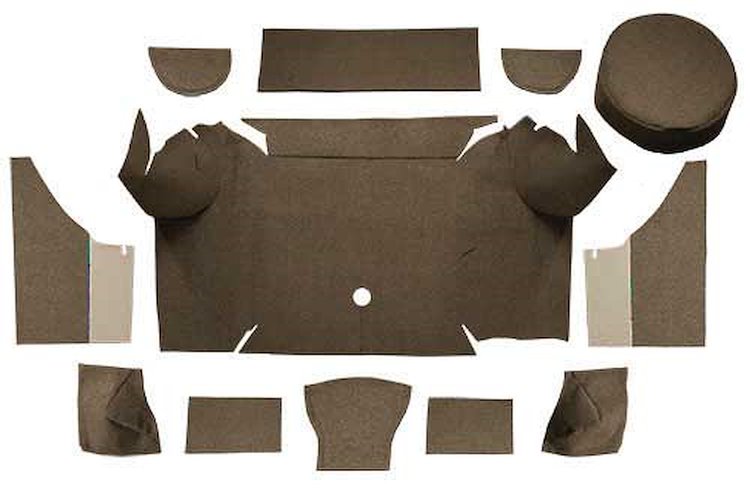 A4062A18 Loop Trunk Carpet Set With Boards 1967-68 Mustang Convertible; Dark Saddle