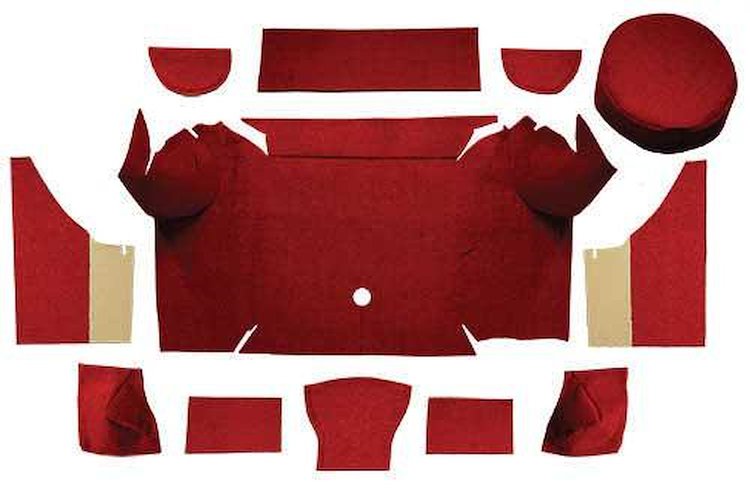 A4062A49 Loop Trunk Carpet Set With Boards 1967-68 Mustang Convertible; Emberglow