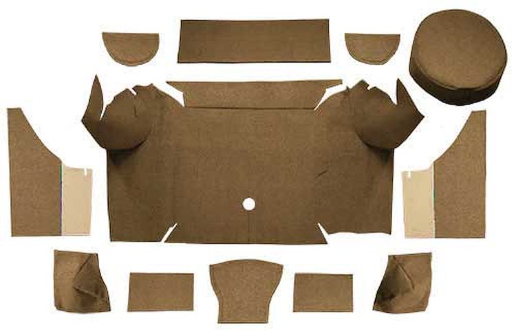 A4062A69 Loop Trunk Carpet Set With Boards 1967-68 Mustang Convertible; Medium Saddle