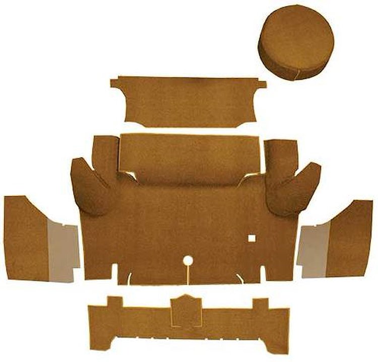 A4063A69 Nylon Loop Trunk Carpet Set With Boards 1964-66 Mustang Coupe; Medium Saddle