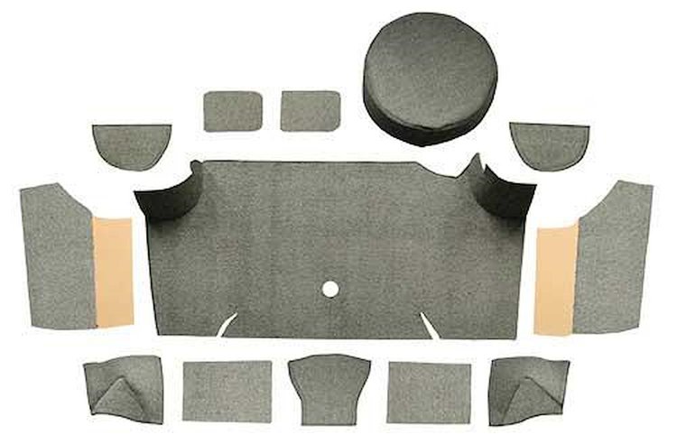 A4066A07 Loop Trunk Carpet Set With Boards 1967-68 Mustang Fastback; Parchment