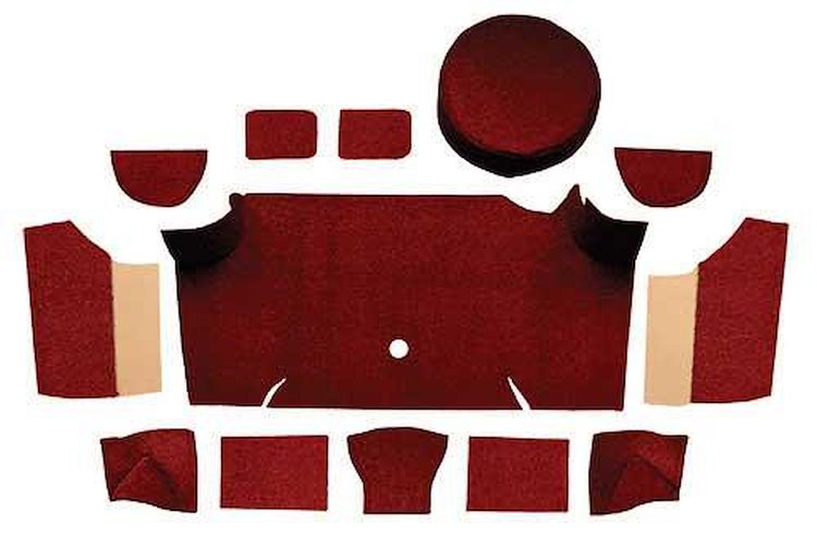 A4066A15 Loop Trunk Carpet Set With Boards 1967-68 Mustang Fastback; Maroon
