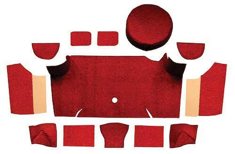 A4066A49 Loop Trunk Carpet Set With Boards 1967-68 Mustang Fastback; Emberglow