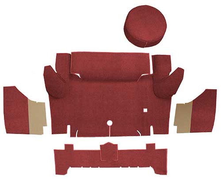 A4067A49 Nylon Loop Trunk Carpet Set With Boards 1964-66 Mustang Convertible; Emberglow