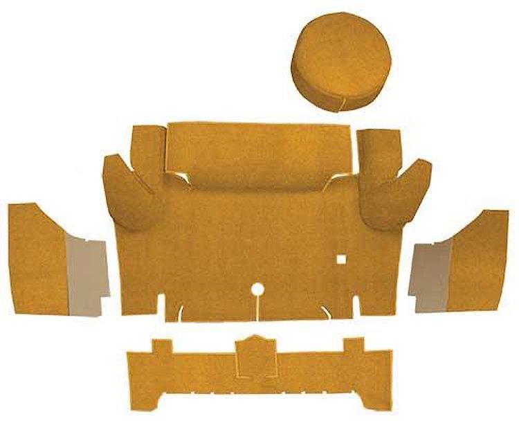 A4067A69 Nylon Loop Trunk Carpet Set With Boards 1964-66 Mustang Convertible; Medium Saddle