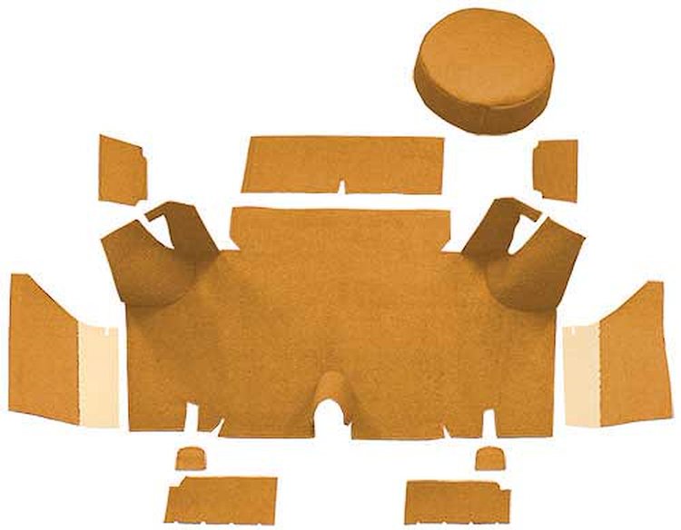 A4071A69 Nylon Loop Trunk Carpet Set With Boards 1965-66 Mustang Fastback; Medium Saddle