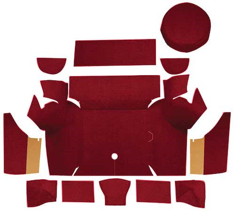 A4075A15 Nylon Loop Trunk Carpet Set With Boards 1967-68 Mustang Coupe; Maroon